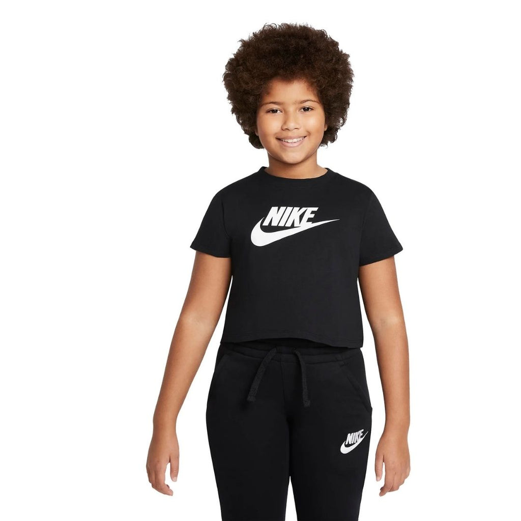 T-shirt cropped da bambina Nike colore nero