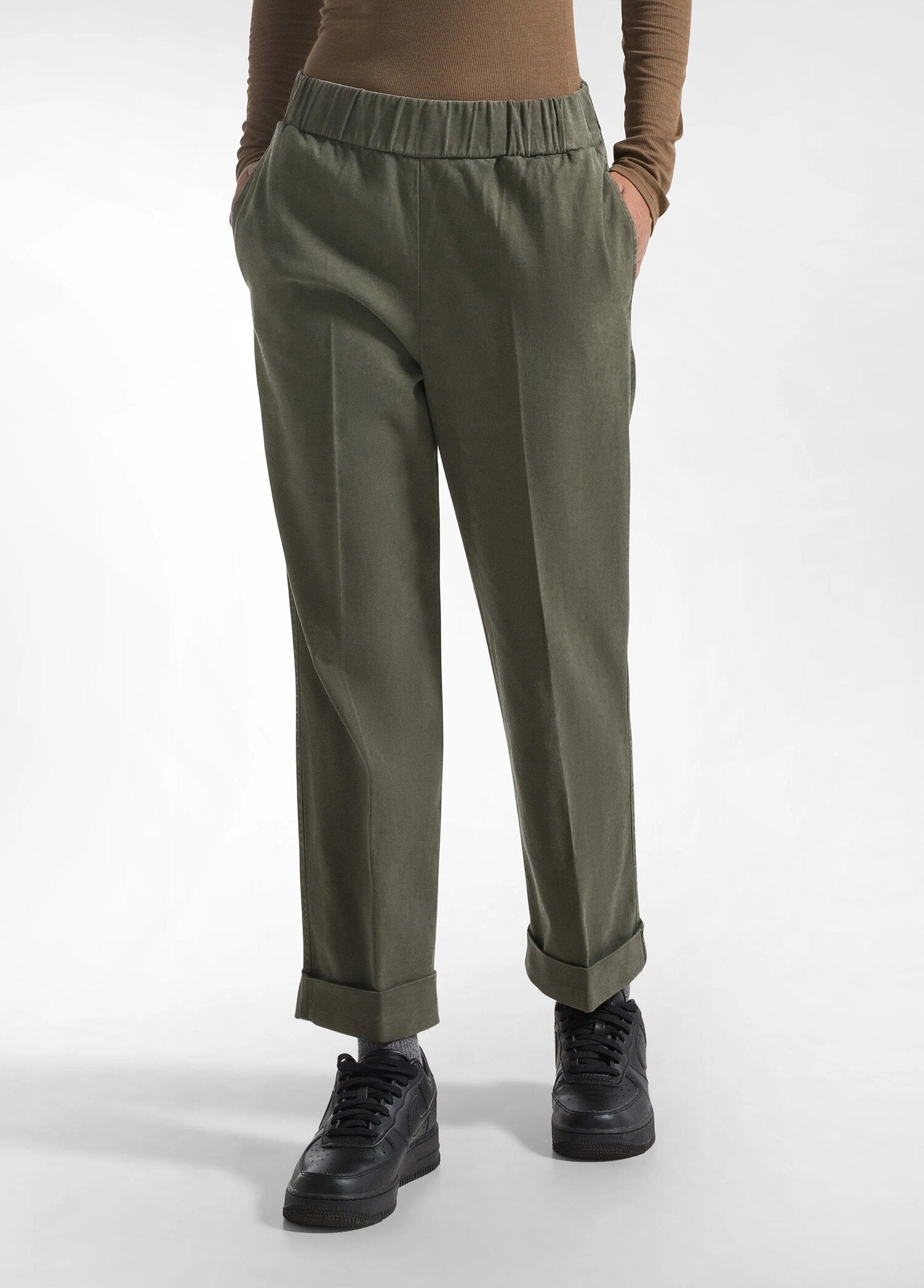 Pantalon DEHA En Coton Et Soie - Couleur Marron Foncé, Taille S, Coupe Droite