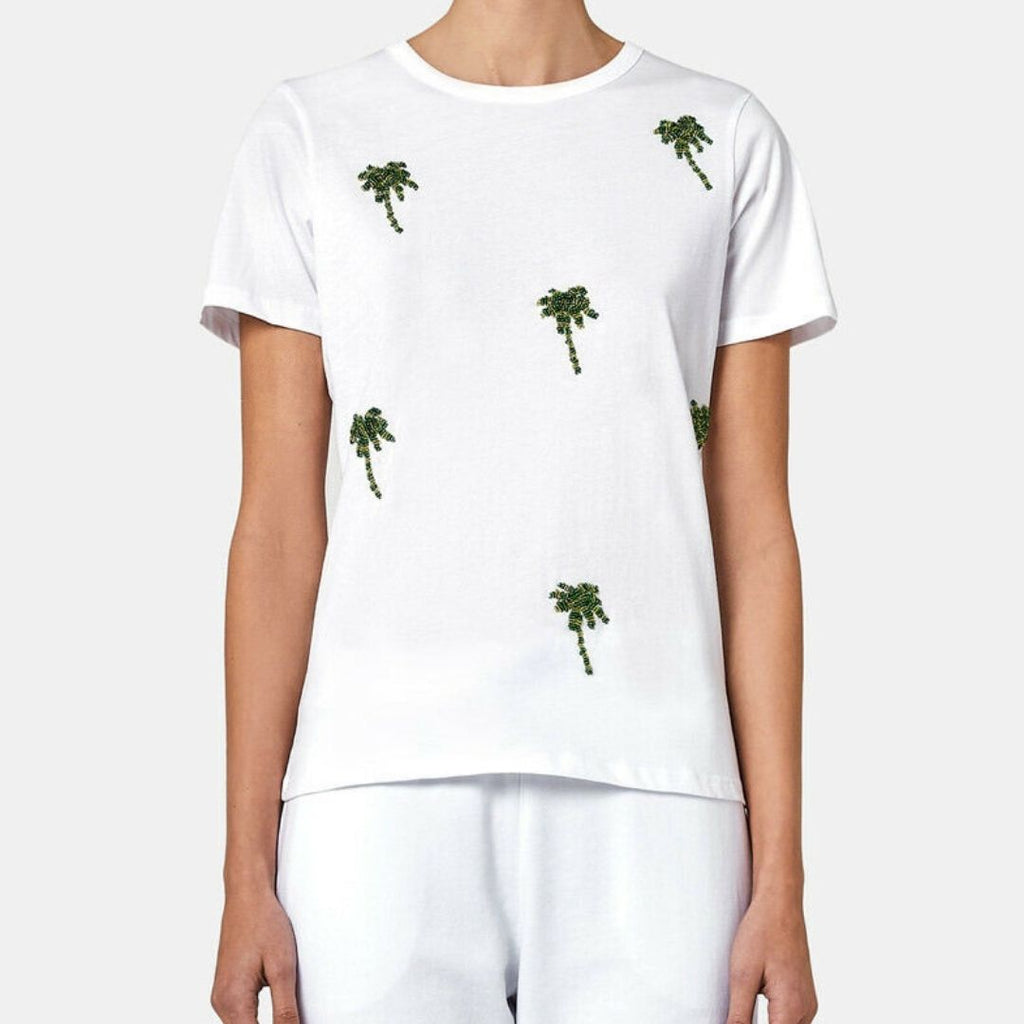 T-shirt da donna Sundek bianca con palme